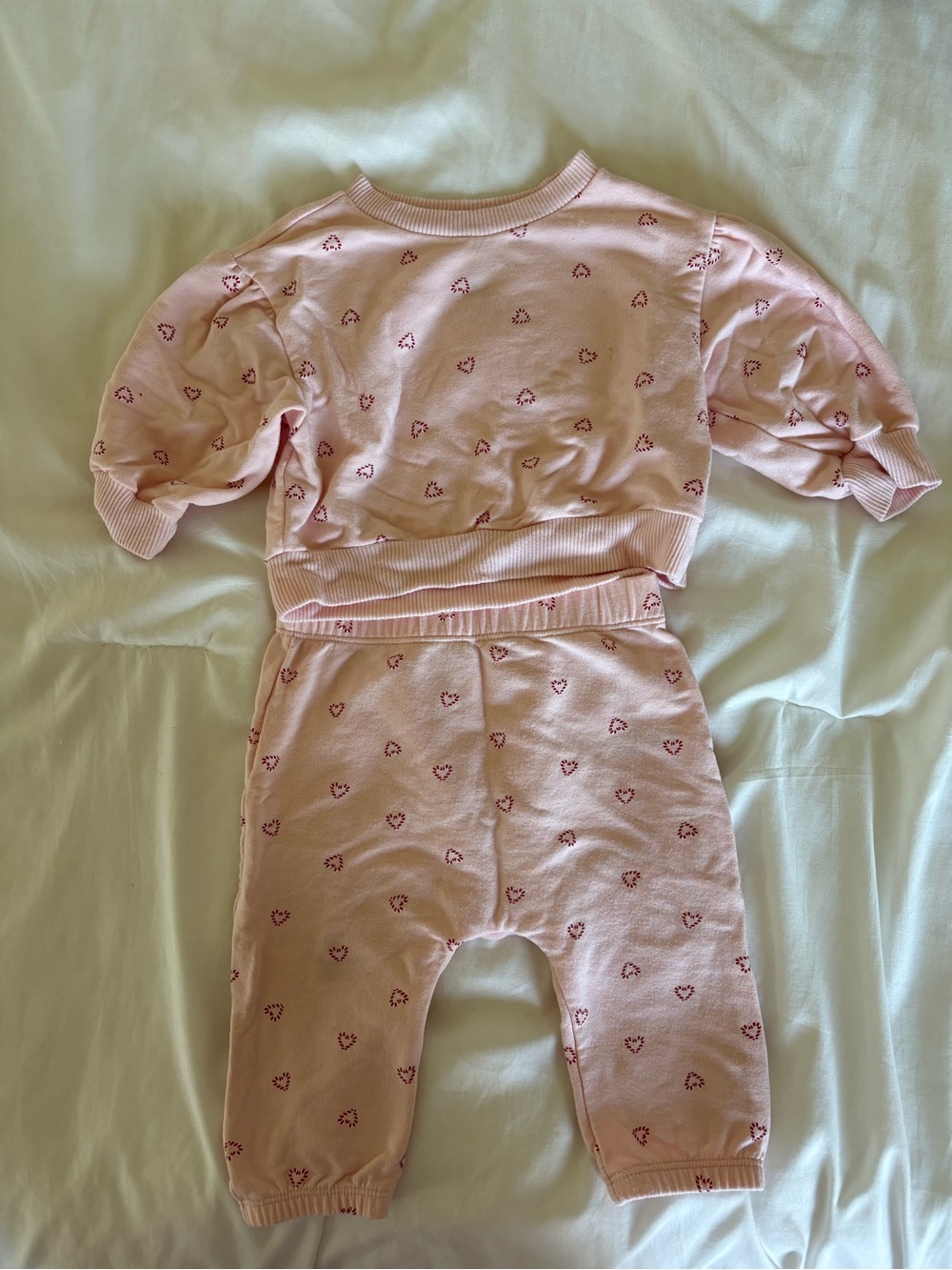 cloud island Pink Heart Knit Pajama Set